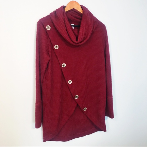 CLEARANCE! So Soft Cowl Neck Burgundy Knit Top - Picture 3 of 10